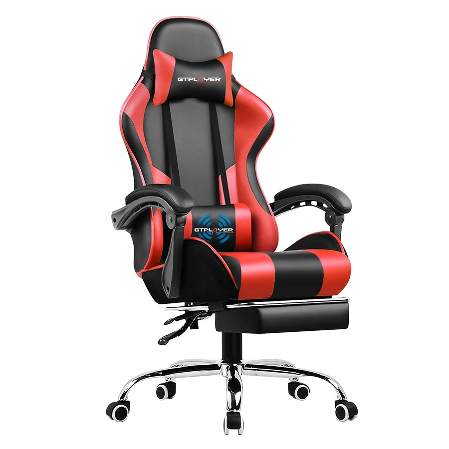 GTPLAYER Gaming Chair with Footrest, Lumbar Support, Adjustable Height, Swivel Seat, Headrest for Office or Gaming