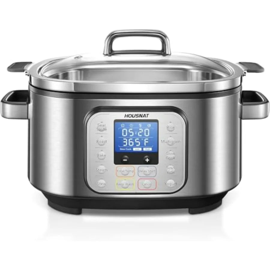 10 in 1 Programmable Slow Cooker 6QT 304 Stainless Steel Inner Pot, Multi-Cooker with Rice, Yogurt, Sauté, Steam, Delay Start & Adjustable Temp – for Large Families & Entertaining