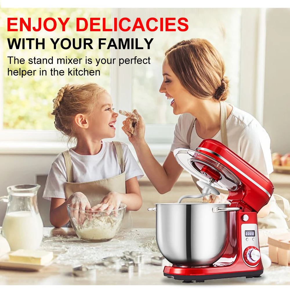 BioloMix 1200W 6L Kitchen Stand Mixer With Quiet DC Motor, 6-Speed, for Blending, Whisking, and Kneading