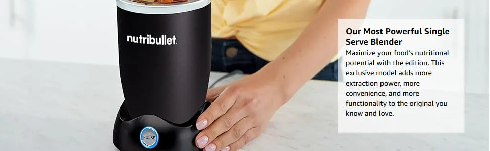 1200W Personal Blender – Features a pulse function and automatic shut-off, extracts nutrients, and is perfect for making smoothies, milkshakes, and salsa – Includes 32oz and 24oz travel cups