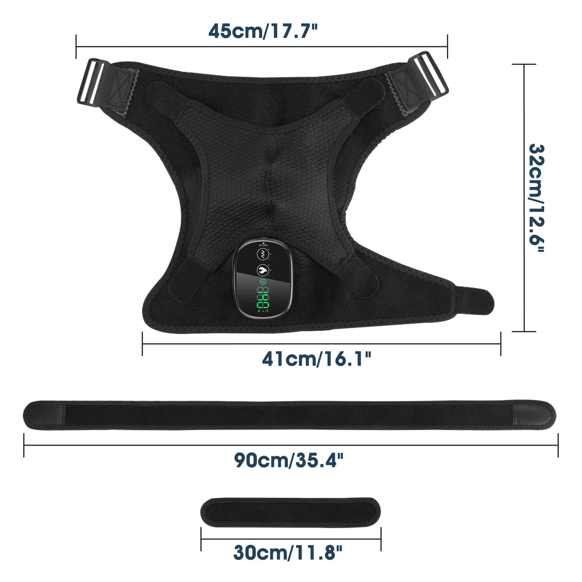 Heated Shoulder Brace Neck Massager 3 Heat Vibration Modes Cordless 5000mAh Warm Shoulder Pad Support Belt