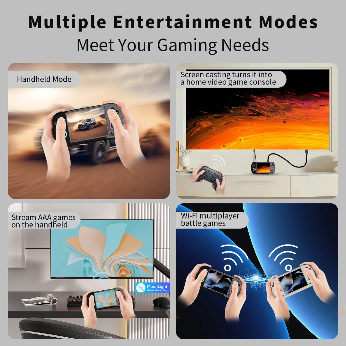 BATLEXP RETRO LAND Handheld Game Console Retro Gaming Player 4.0'' IPS Screen With 64G TF Card Pre-Installed Games Linux System Supports 5G WiFi Bluetooth HDMI And TV Output New Emulator 3200 mAh Li-polymer Battery