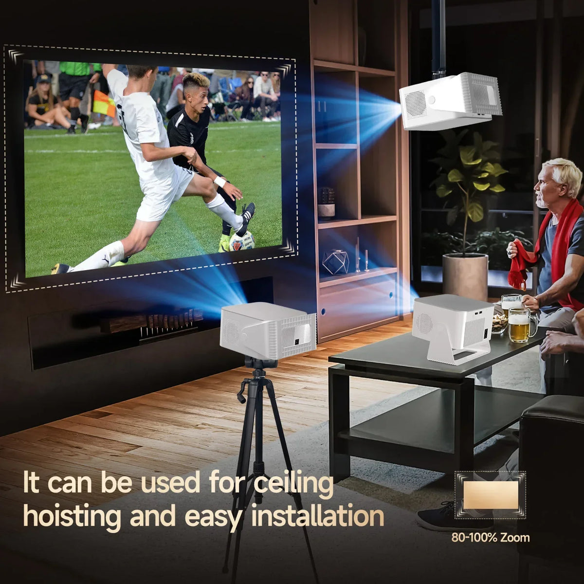 Magcubic HY350Max Voice Remote Projector, 900ANSI 1080P Native Auto Focus, 2+16GB WiFi6 BT5.4 8K Support for Outdoor Movie Beam
