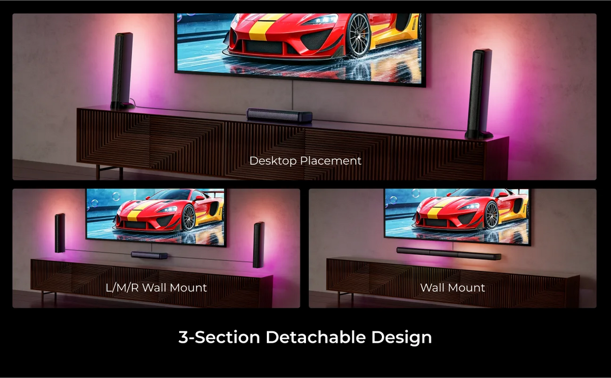 ULTIMEA 410W 7.1ch Soundbar with Wireless Subwoofer & 2 Surround Speakers, Surround Sound System Home Theater Bluetooth Speakers