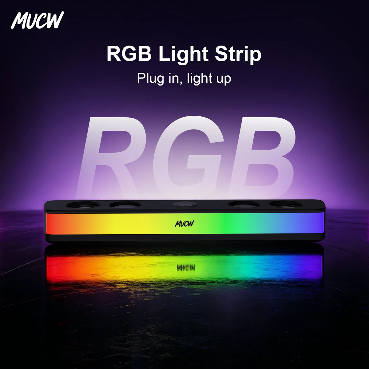 MUCW RGB Gaming Soundbar Bluetooth 5.4 USB Wired Dual Mode 6W Stereo Colorful LED Computer Speakers for Monitor Desktop PC Speaker for Laptop Gamer Home Office