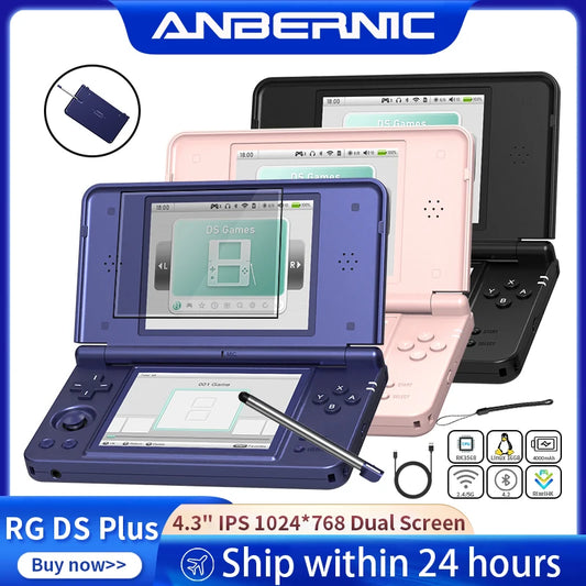 Anbernic RG DS Plus Retro Handheld Game Console Linux 4.3" IPS 1024*768 Dual-Screen 4000mAh Game Player Bluetooth WiFi Streaming