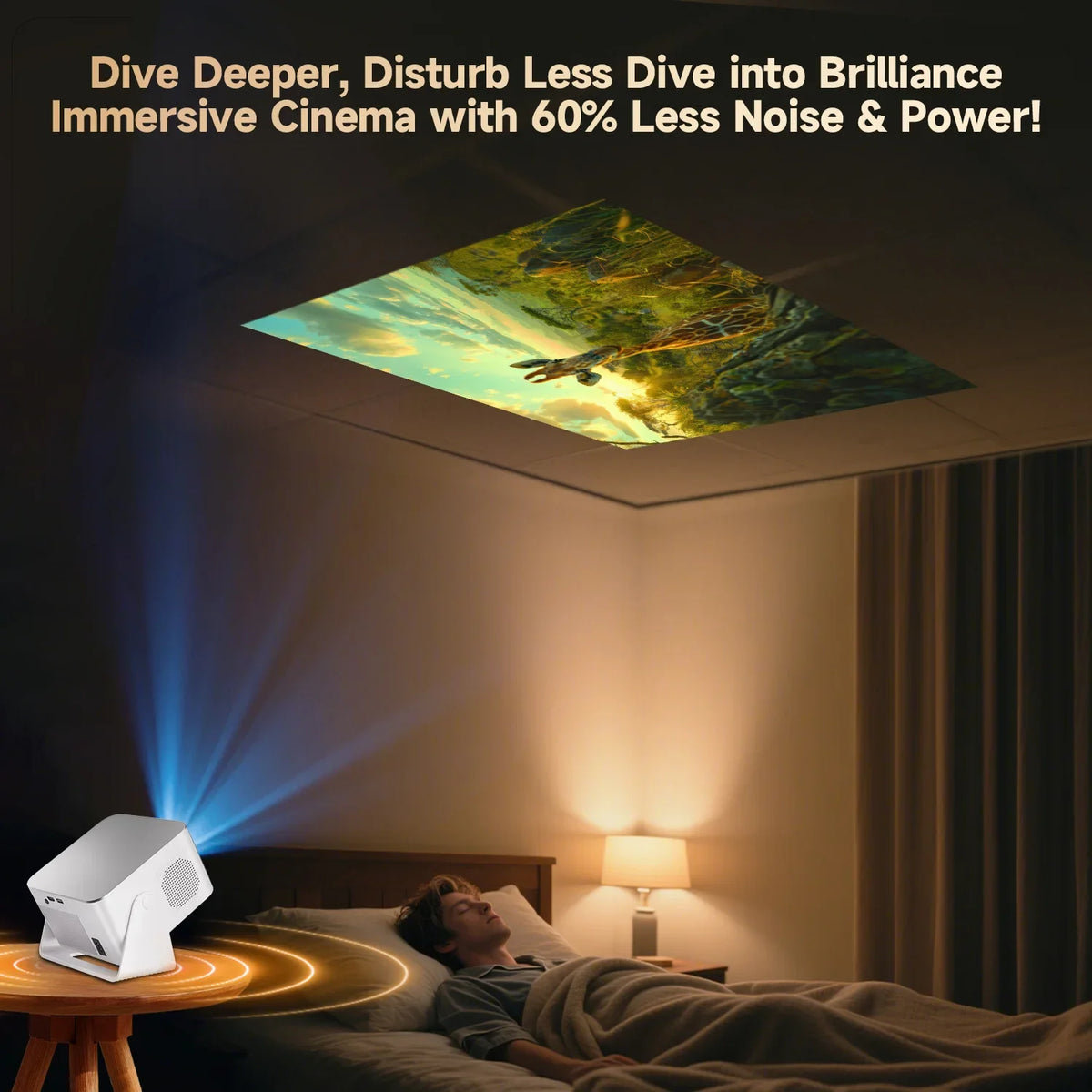 Magcubic HY350Max Voice Remote Projector, 900ANSI 1080P Native Auto Focus, 2+16GB WiFi6 BT5.4 8K Support for Outdoor Movie Beam