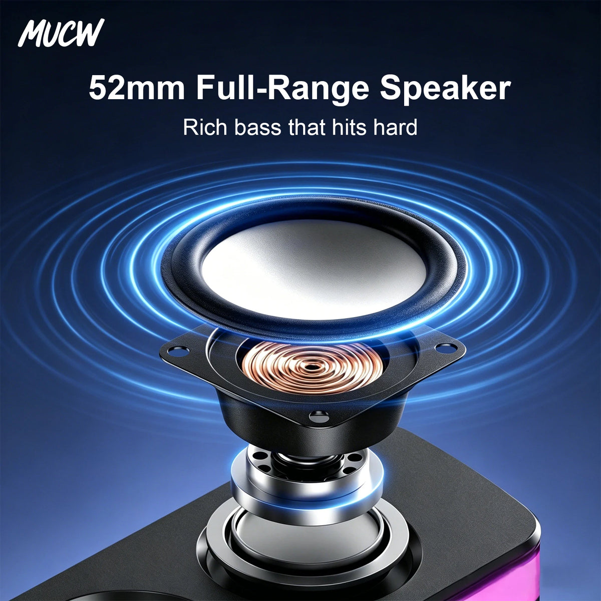 MUCW RGB Gaming Soundbar Bluetooth 5.4 USB Wired Dual Mode 6W Stereo Colorful LED Computer Speakers for Monitor Desktop PC Speaker for Laptop Gamer Home Office