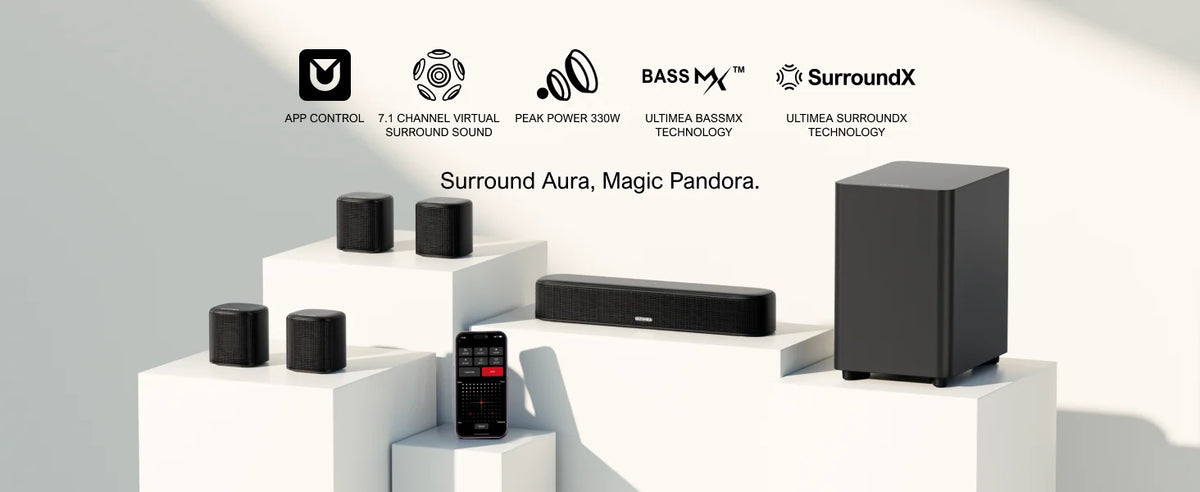 ULTIMEA 7.1 Channel Sound Bar System for TV with 4 Surround Speakers, App Controlled Virtual Surround Sound, Home Theater Audio