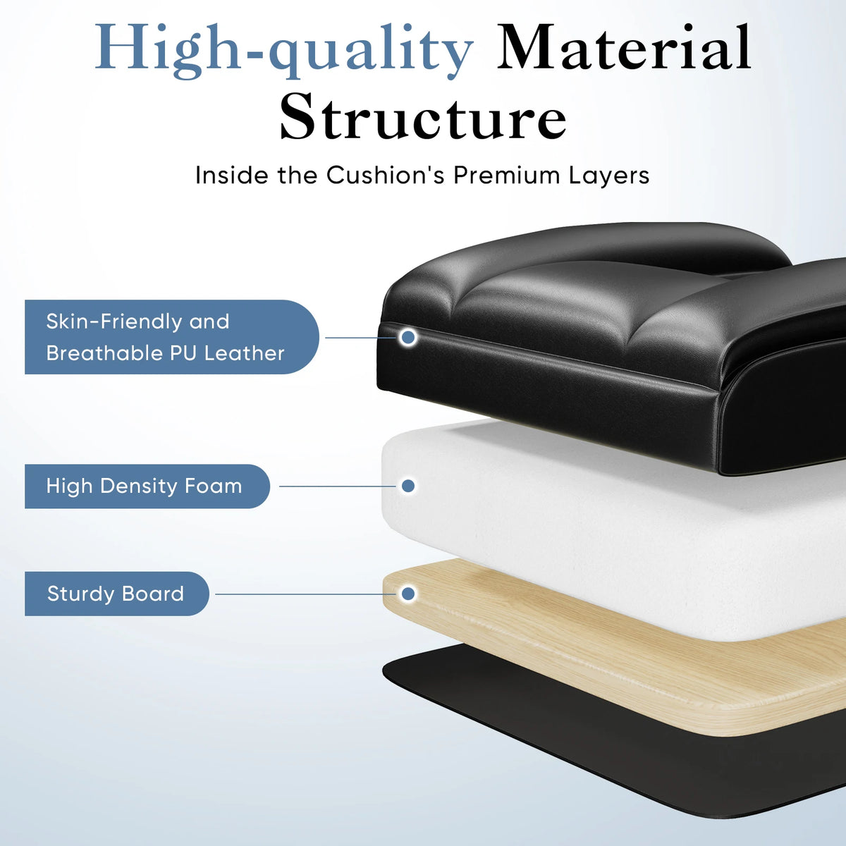 MCQ PU Leather Ergonomic Office Desk Chair with Footrest Adjustable Armrests Gaming Chair with High Back Reclining and Lumbar Support Height Adjustable with 360° Swivel