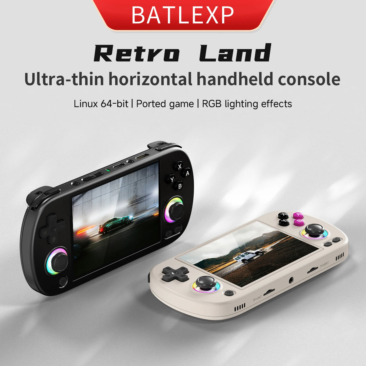 BATLEXP RETRO LAND Handheld Game Console Retro Gaming Player 4.0'' IPS Screen With 64G TF Card Pre-Installed Games Linux System Supports 5G WiFi Bluetooth HDMI And TV Output New Emulator 3200 mAh Li-polymer Battery