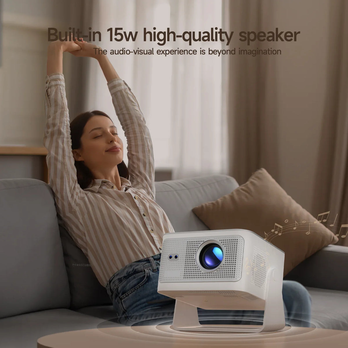 Magcubic HY350Max Voice Remote Projector, 900ANSI 1080P Native Auto Focus, 2+16GB WiFi6 BT5.4 8K Support for Outdoor Movie Beam