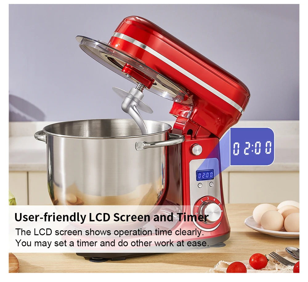 BioloMix 1200W 6L Kitchen Stand Mixer With Quiet DC Motor, 6-Speed, for Blending, Whisking, and Kneading