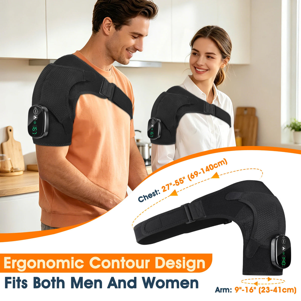 Heated Shoulder Brace Neck Massager 3 Heat Vibration Modes Cordless 5000mAh Warm Shoulder Pad Support Belt