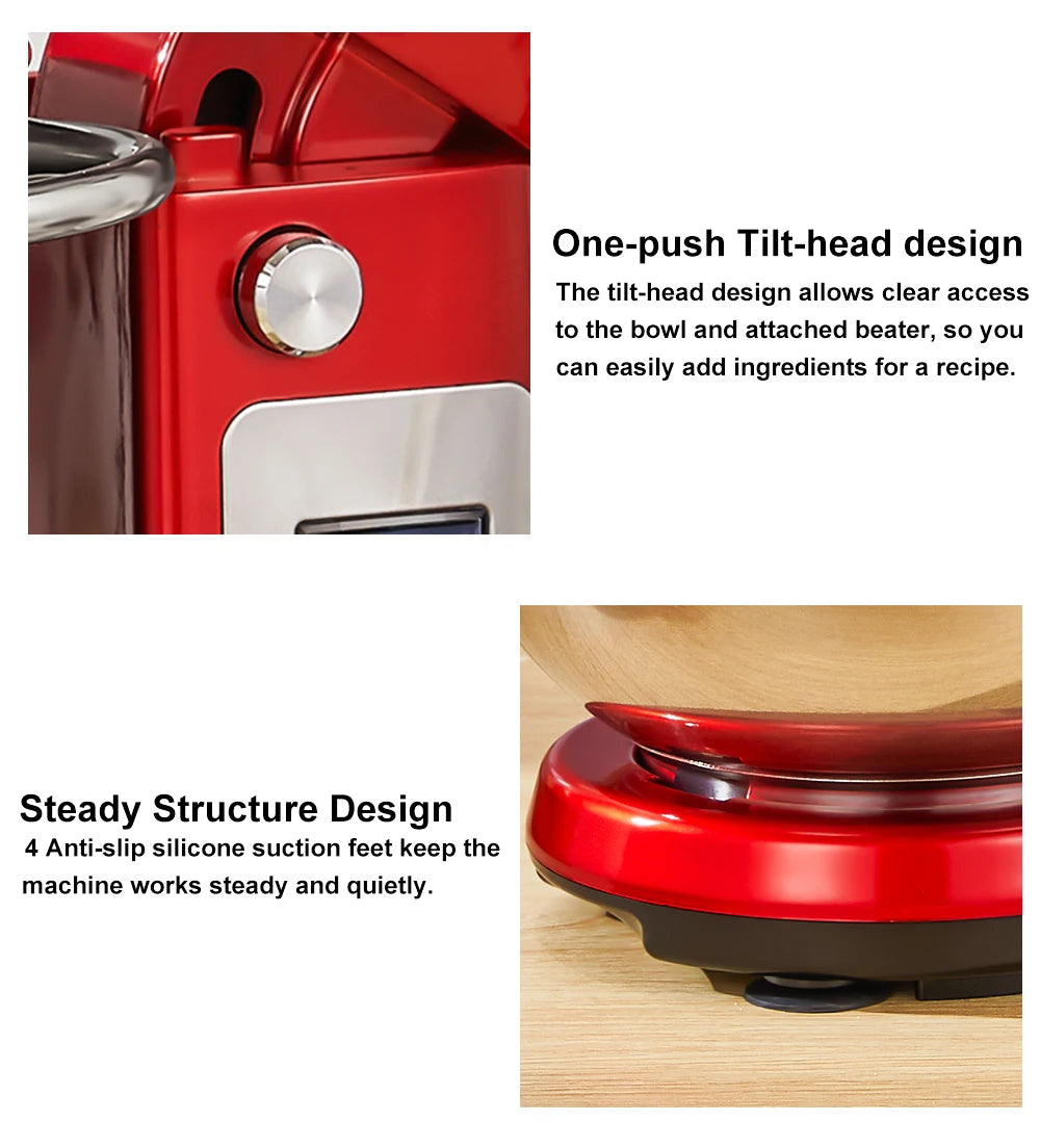 BioloMix 1200W 6L Kitchen Stand Mixer With Quiet DC Motor, 6-Speed, for Blending, Whisking, and Kneading