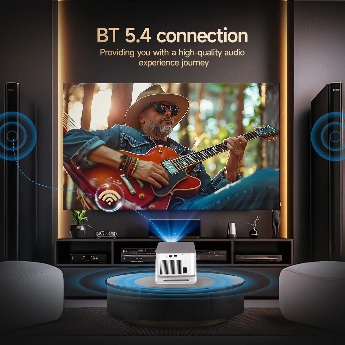 Magcubic HY350Max Voice Remote Projector, 900ANSI 1080P Native Auto Focus, 2+16GB WiFi6 BT5.4 8K Support for Outdoor Movie Beam